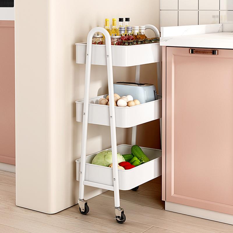 可移动推车置物架卧室零食收纳架子厨房浴室卫生间多层储物架家居 - 图1