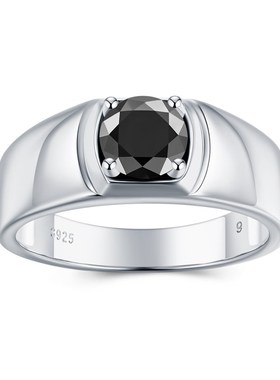 经典男戒指黑色莫桑l钻欧美饰品钛钢活口指环轻奢高级感S925银白