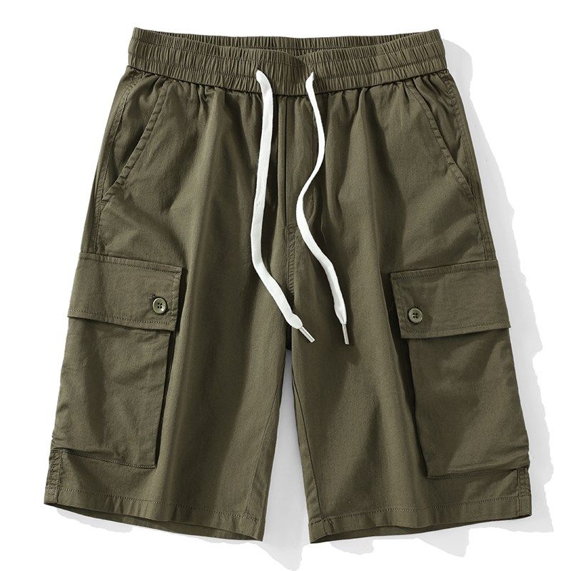 LUUD 高级感卡其色直筒短裤薄款休闲百搭工装裤子修身抽绳中裤男,淘宝优惠券,粉丝福利购,淘宝优惠卷