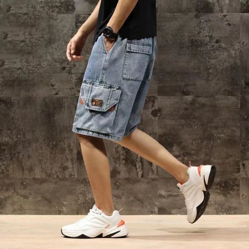 夏季男士宽松直筒牛仔短裤多口袋烟灰色中裤五分裤耐脏磨工装短裤,淘宝优惠券,粉丝福利购,淘宝优惠卷