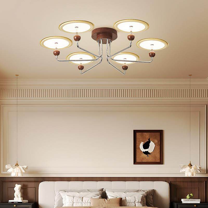 法式复古客厅灯中古胡桃木奶油风个性创意星轨飞碟卧室餐厅主吊灯,淘宝优惠券,粉丝福利购,淘宝优惠卷