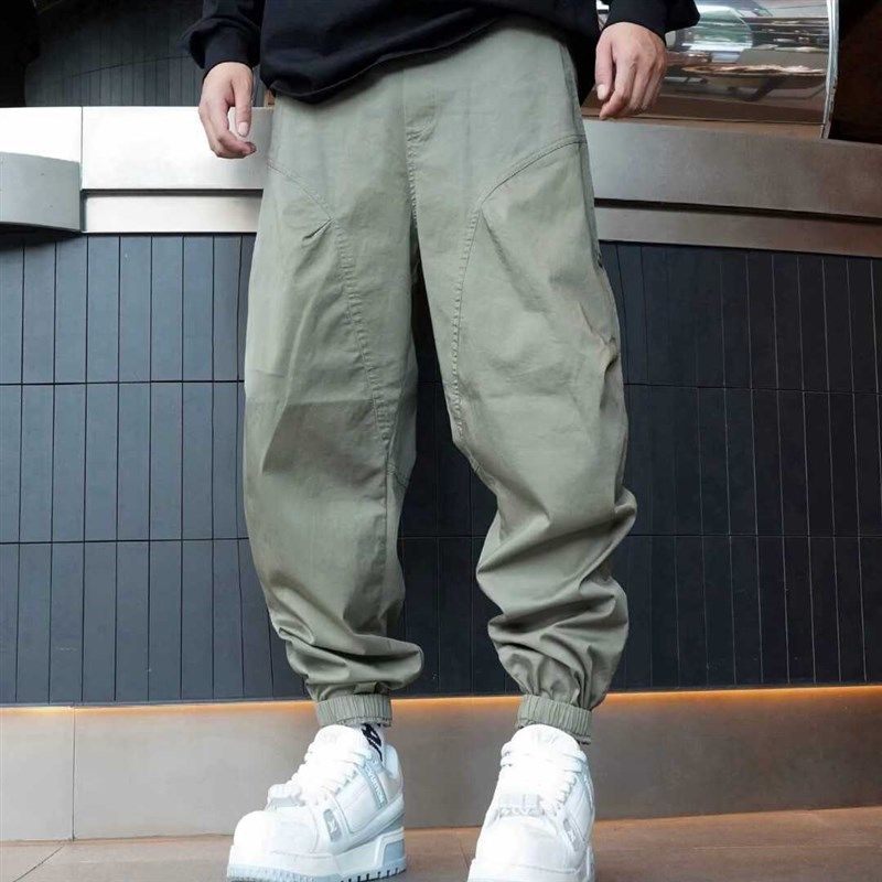 秋季新款美式潮牌口袋工装束脚裤男士潮流百搭运动宽松阔腿休闲裤,淘宝优惠券,粉丝福利购,淘宝优惠卷