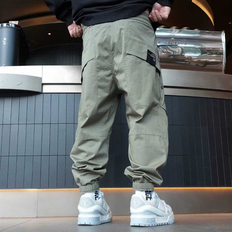 秋季新款美式潮牌口袋工装束脚裤男士潮流百搭运动宽松阔腿休闲裤,淘宝优惠券,粉丝福利购,淘宝优惠卷