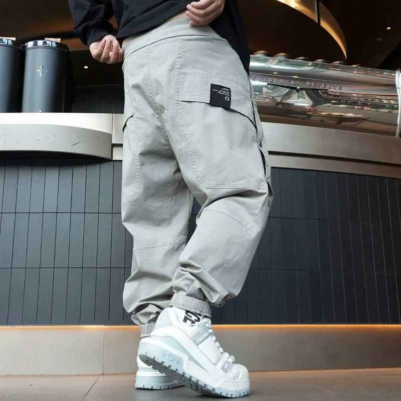 秋季新款美式潮牌口袋工装束脚裤男士潮流百搭运动宽松阔腿休闲裤,淘宝优惠券,粉丝福利购,淘宝优惠卷