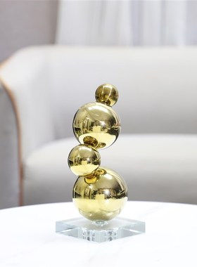 现代简约几何金属圆球堆积艺术摆件客厅卧室玄关酒店软装家居饰品