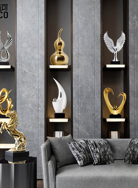 新中式金色马装饰品摆件 高档酒柜办公室书房开业礼品家居好寓意