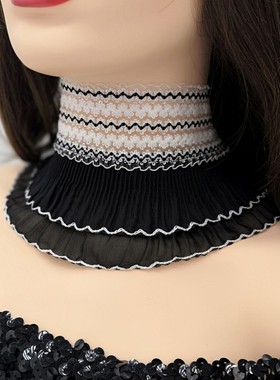 脖子饰品颈带简约宽边蕾丝项圈女遮喉结颈部疤痕假领子围脖颈链女