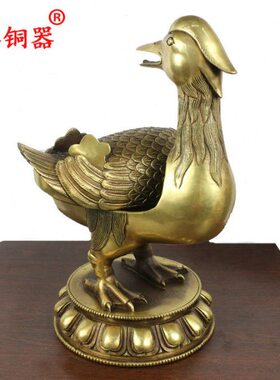 宇卓铜器纯铜鸳鸯存钱罐黄铜鸳鸯存钱储蓄罐工艺品摆件