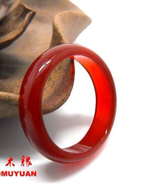 红玛瑙玉髓戒指红本命年细玉食指环戒指环红色女士戒指饰品礼品