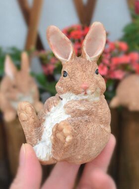 包邮别墅家居田园庭院书房摆设摆件装饰树脂工艺品迷你小兔3只