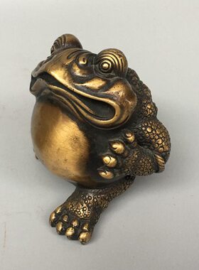 纯铜招财金蟾摆件家居店铺收银台招财摆件三足金蟾工艺品礼品