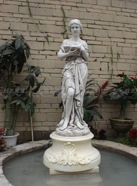 欧式玻璃钢人物雕塑艺术品客厅户外落地摆设可定制作加高底罗马柱