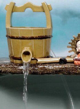 55公分陶瓷流水摆件鱼缸流v水器循环过滤养鱼加湿雾化造景摆件大