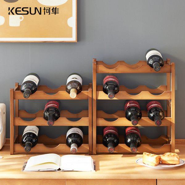 红酒架简易葡萄酒收纳架酒瓶托架置物架吧台桌面摆件楠竹家用酒柜,淘宝优惠券,粉丝福利购,淘宝优惠卷