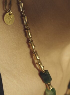 屿棠设计师饰g品天然玉石古铜项链手链中古风日本回流礼物生日节