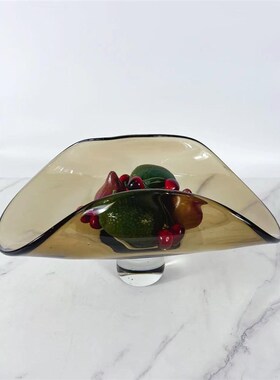 【折扣价】餐约房琉璃p茶色花瓶托盘家居客厅桌简电视柜书房样板