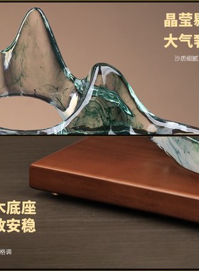 2024新款新中式轻奢山水摆件客厅玄关电视N柜高端大气装饰乔迁送