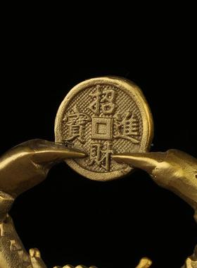 黄铜面螃摆件富蟹甲一方八192方来居财铜螃蟹家客厅办公室桌装饰