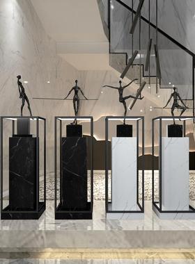 样板大房售楼处UHI摆件酒店大客厅型堂落地雕石墩大理石底塑座装