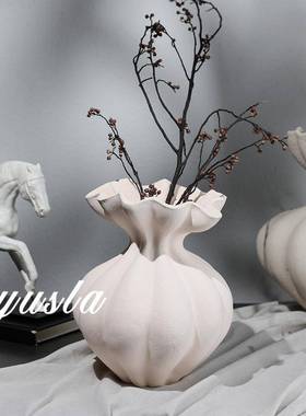 式侘寂插花瓶摆件客宿厅茶PRZ法几餐桌吧台民干酒店奶油花器软装