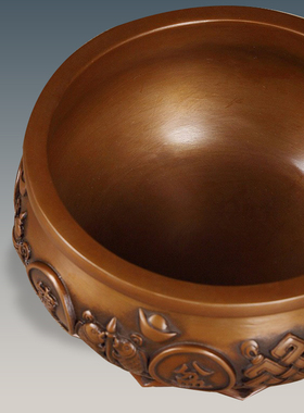 纯紫铜聚宝盆摆件聚财存钱罐铜工艺品客厅玄关办公桌Z家居装饰品