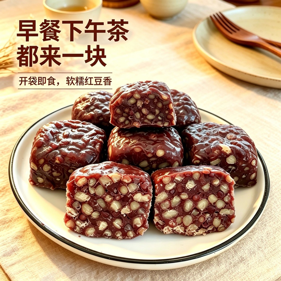 【红豆含量90%】心现阳红豆糕800g/袋独立真空包装豆香十足即食