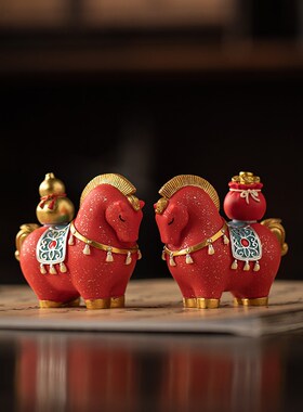 国潮马上有钱招财茶宠摆件创意马上发财可旋H转桌面装饰开 业