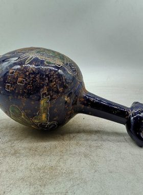 宋定窑 蓝定 易定款雕刻人物故事鸡头瓶古玩瓷器古董老货收藏摆件
