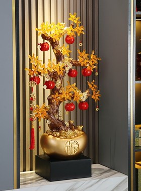 新中式招财元宝事事如意客厅玄关电视G柜酒柜发财树摇钱树装饰摆