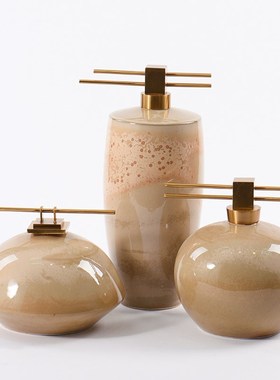 新中式现代轻奢陶瓷储o物罐摆件样板间酒店书房客厅玄关桌面装饰