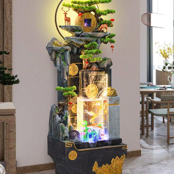 假山流水摆件鱼缸客厅办公室招财落地循环水幕墙造景喷泉乔迁礼物,淘宝优惠券,粉丝福利购,淘宝优惠卷