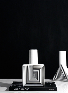 现代轻奢抽象f几何条纹插花花器样板房间售楼处软装饰品玄关柜摆