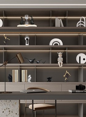 新中式轻奢高档家居装饰品摆件书柜F客厅办公室展示柜软装工艺品