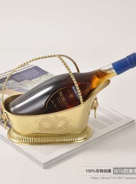 印度进口手工纯黄铜金色酒架欧式高D档别墅红酒香槟架果盘酒柜摆