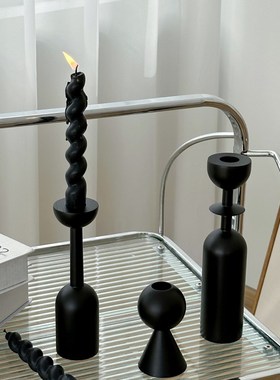 法式木质烛台蜡烛装饰摆饰轻奢高档客厅桌面复古高级烛Z台拍照摆