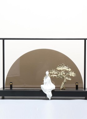 新中式禅意风景屏风摆件样板间书B房玄关酒店博古架茶室家居软装