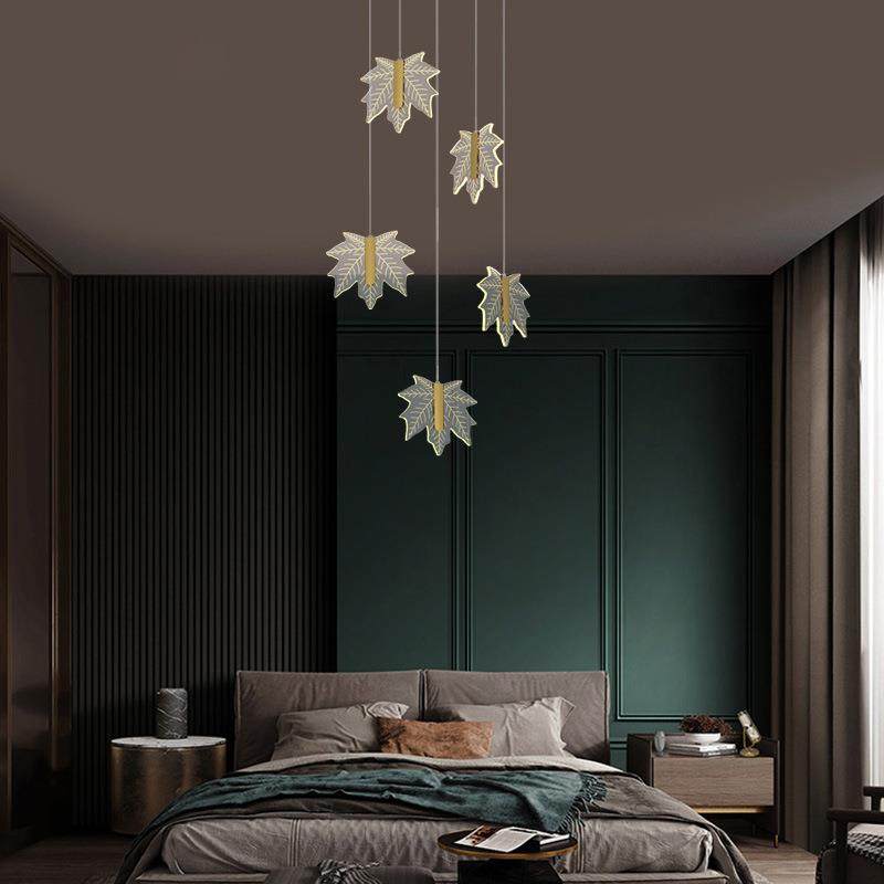 楼梯吊灯创意枫叶旋转别墅灯具复式楼酒店大堂个性艺术客厅吊灯饰,淘宝优惠券,粉丝福利购,淘宝优惠卷