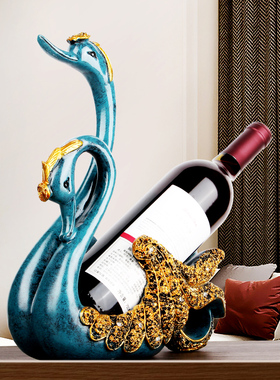 创意天鹅红酒架摆件北欧葡萄酒瓶客厅H餐厅酒柜树脂装饰品轻奢高