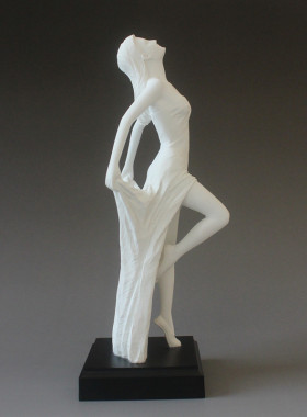 创意美女b人物雕塑艺术装饰工艺品现代简约家居客厅样板房白色摆