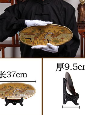 新中式陶瓷盘子摆件博古架客厅玄B关书柜隔层断展示家庭招财工艺