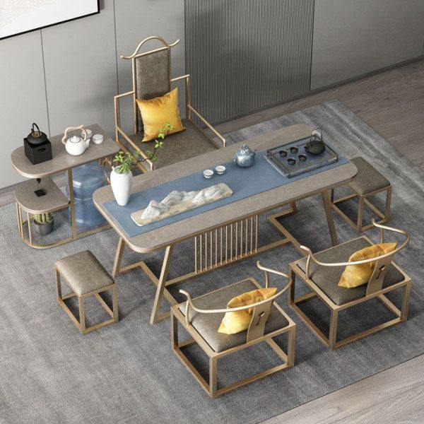 北欧新中式岩板茶桌椅组合 小户型客厅阳台泡茶台 室接待茶桌,淘宝优惠券,粉丝福利购,淘宝优惠卷