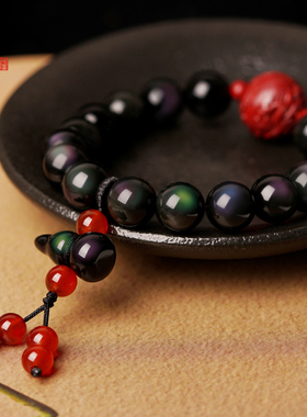 牛年扭转乾坤三合六合黑s曜石葫芦朱砂生肖手串老鼠手链本命年礼