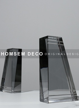 现代轻奢书房样板间n水晶书挡摆件售楼处客厅玄关酒柜边柜简约书