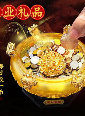 招财金蟾聚宝盆摆件金蝉蟾蜍貔貅办公室开业礼品店铺收Z银台工艺