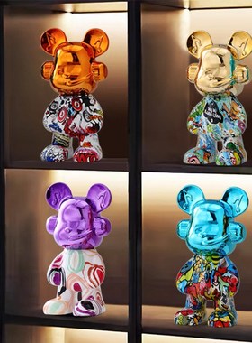 2024新款暴力音m乐卡通熊工艺摆件家居客厅现代轻奢装饰品厂家代