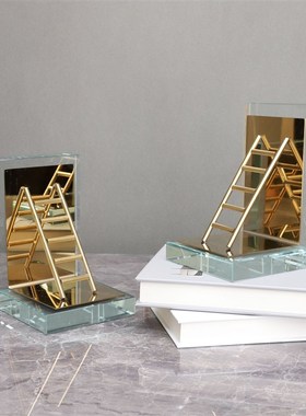 现代简约a梯形水晶书挡书立摆件电视柜样板间客厅玄关家居软装饰