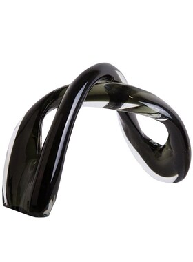 现代简约黑白手工玻璃叉形摆件A样板间家居客厅桌面创意装饰品摆