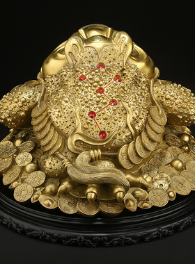 吉善堂 铜金蟾摆件 三足三脚金蝉蟾蜍蛤蟆店铺收银台Y招财工艺礼