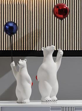 北欧创意气球熊摆件大型落地客厅玄关酒柜沙发旁桌面家居软装饰品