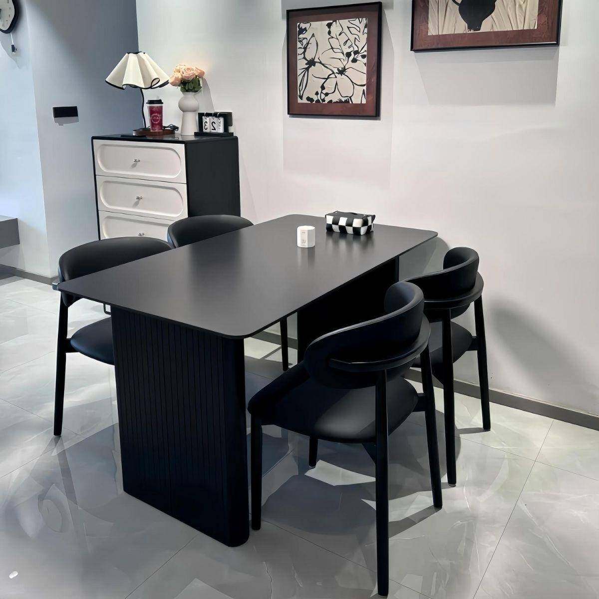 现代极简岩板家餐桌黑色用椅组合餐高级小户型意864式长形方饭桌,淘宝优惠券,粉丝福利购,淘宝优惠卷
